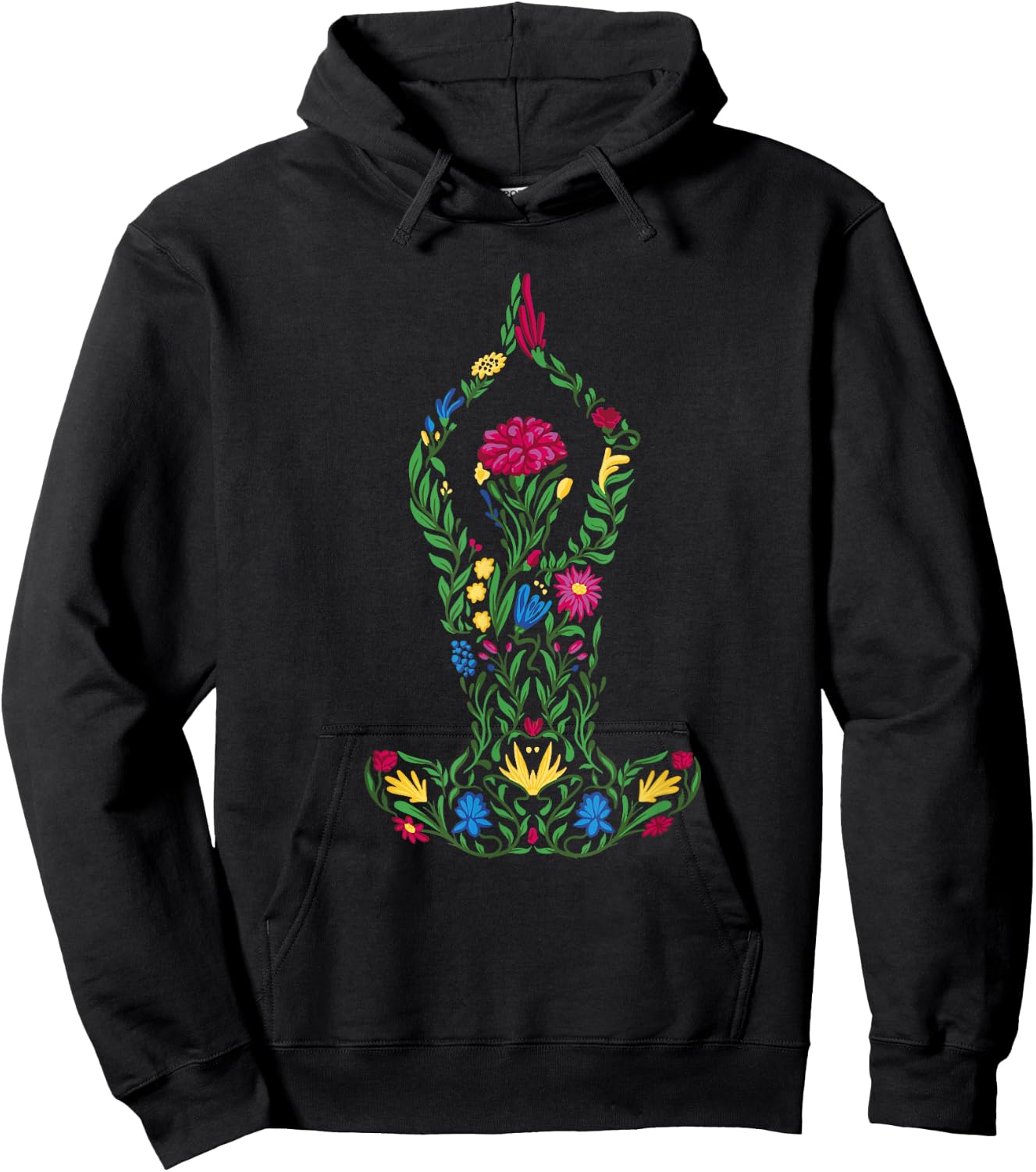 Namaste Yoga Women Meditation Colorful flower Hoodie - Hoodie | Black