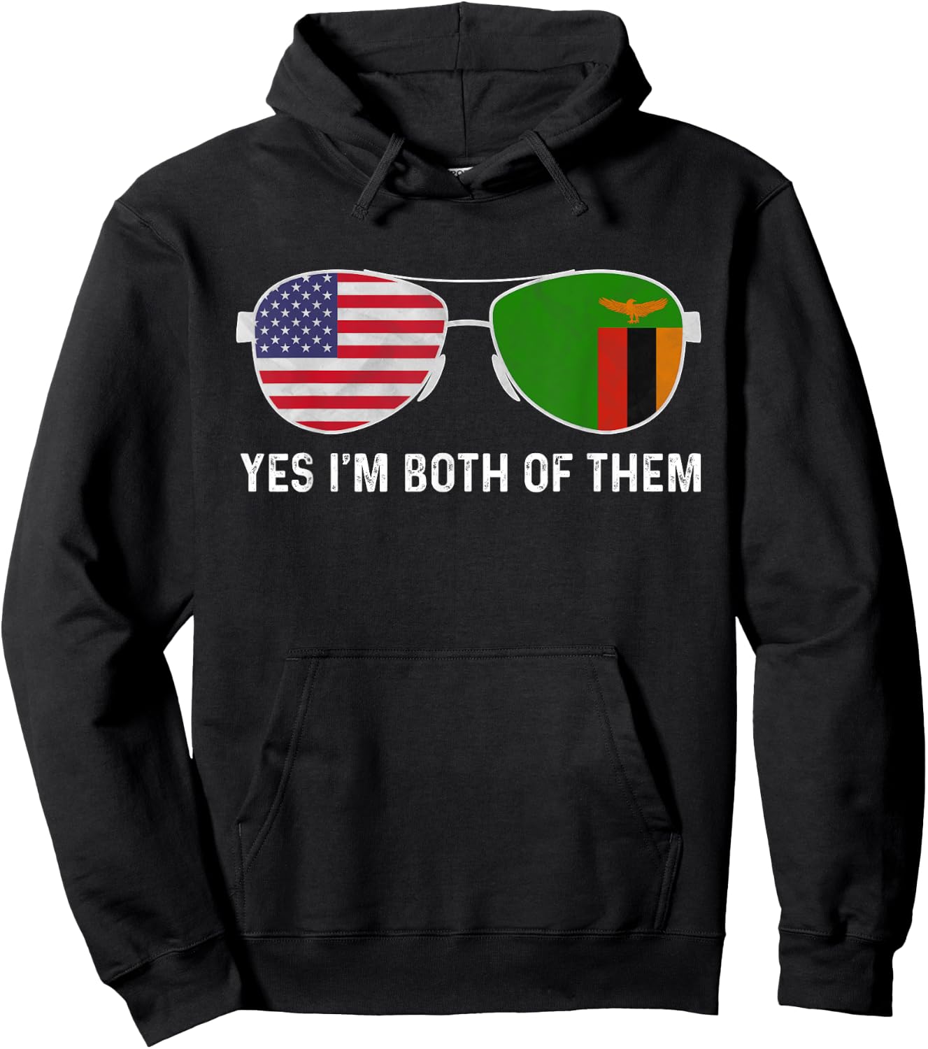 Sunglass Design Zambian American Flag Patriotic Heritage Kids Men Hoodie - Hoodie | Black