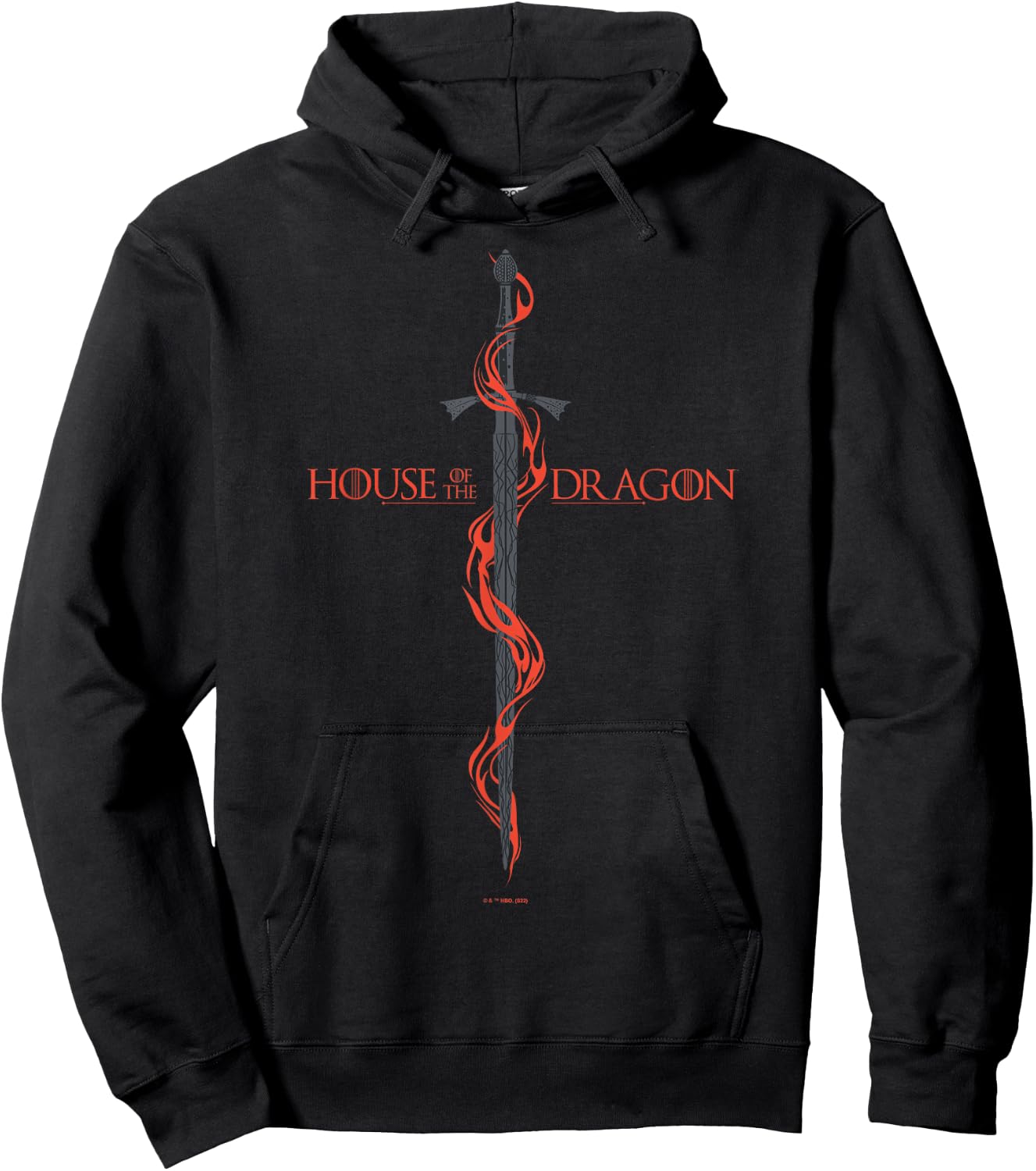 House of the Dragon Sword Red Flames V2 Hoodie - Hoodie | Black