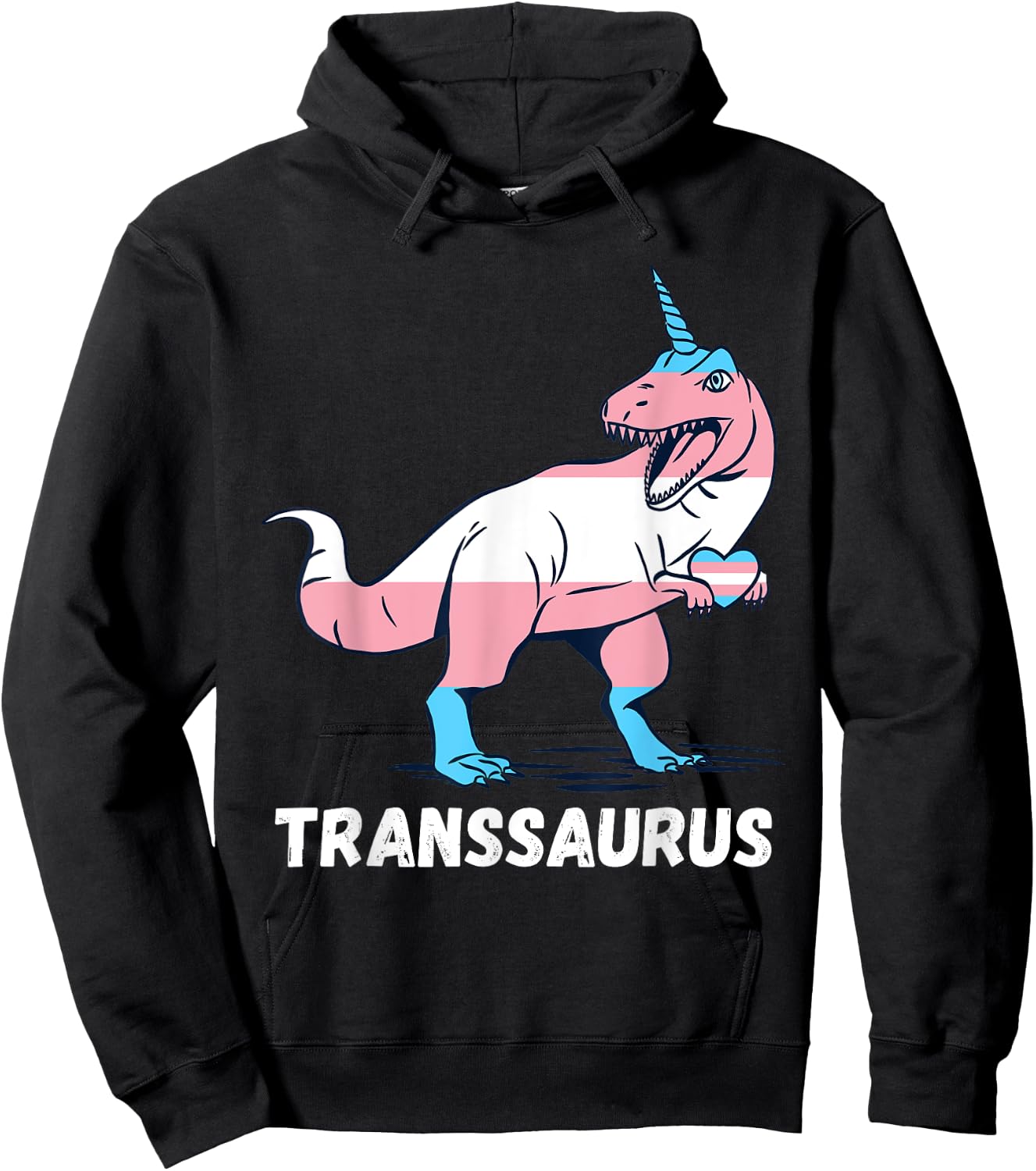 Transgender T-Rex Trans Pride Heart Unicorn Trans Pride Hoodie - Hoodie | Black