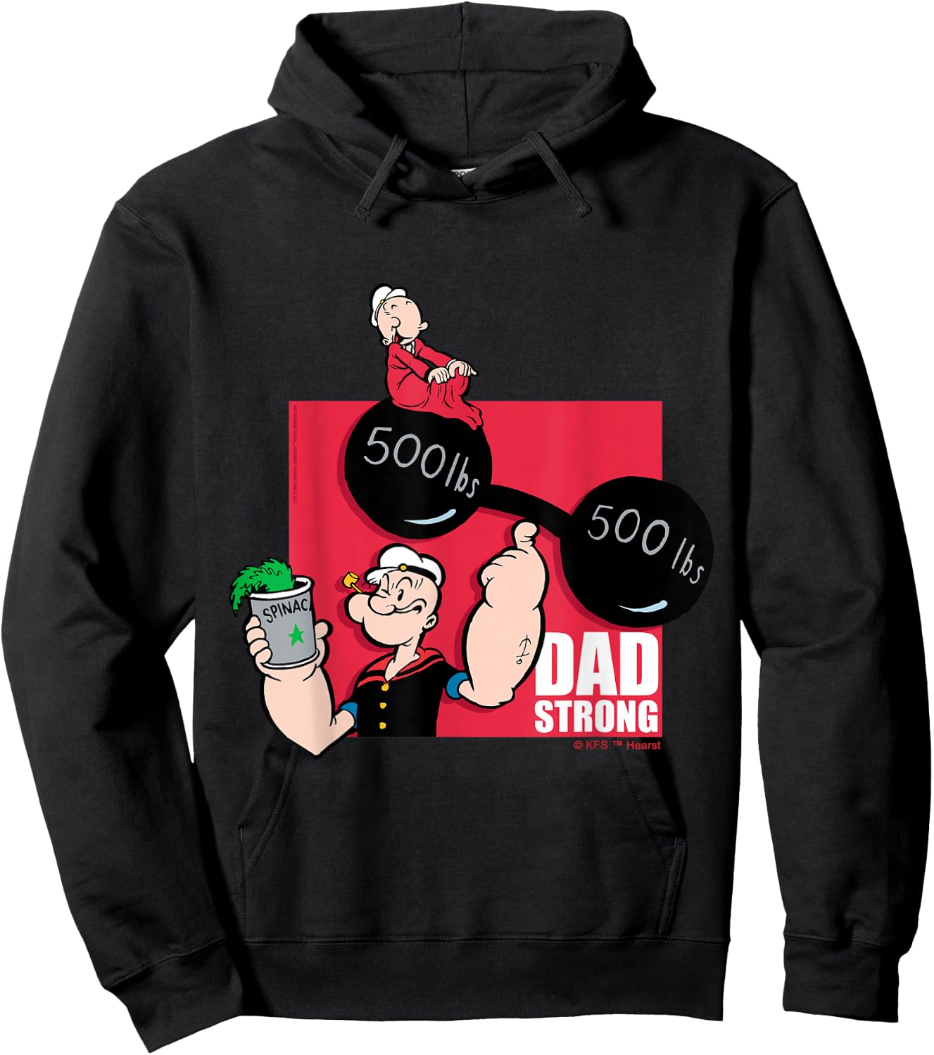 Popeye Dad Strong for Dad Hoodie - Hoodie | Black