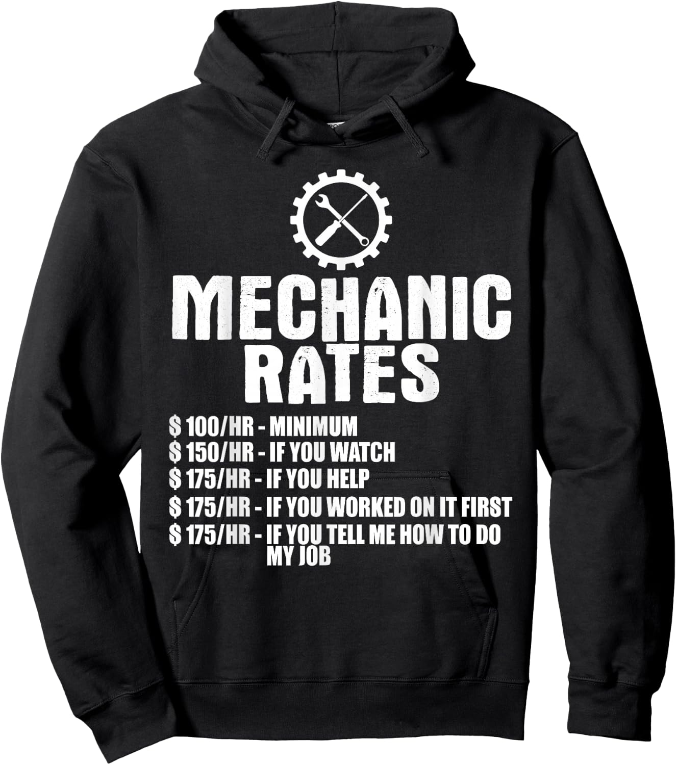 Mechanic Funny - Mechanic Rates Small Hoodie - Hoodie | Black