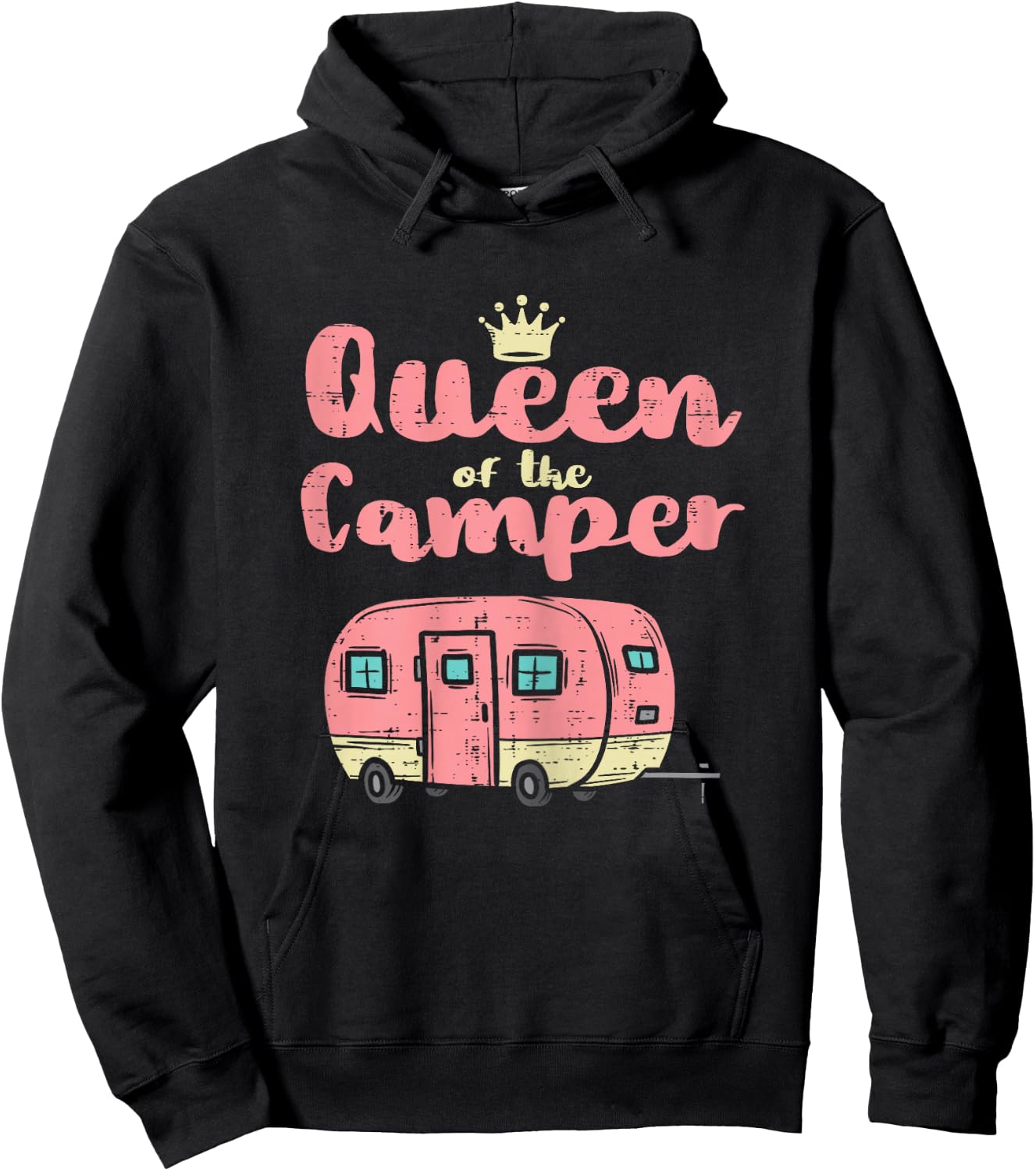 Queen Of The Camper Cute Camping Van Camp Trailer RV Women Hoodie - Hoodie | Black