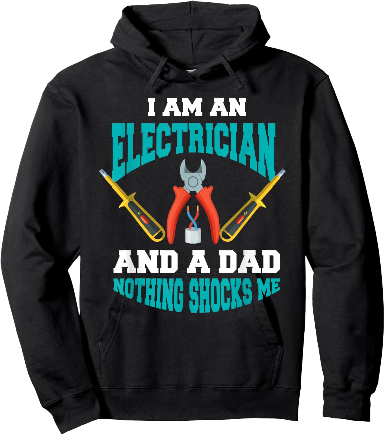 Electrician Dad Shirt Funny Electrician Father Gift Hoodie - Hoodie | Black