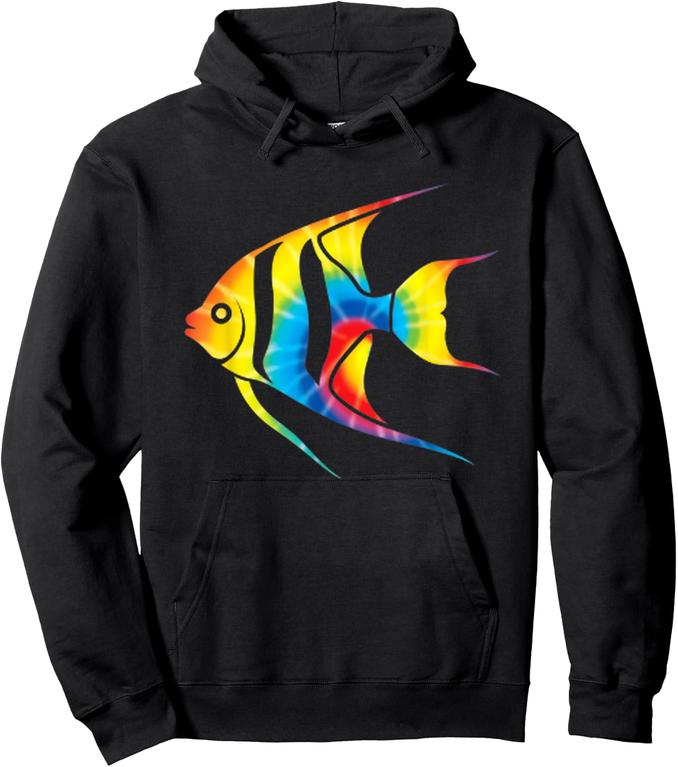 Tie Dye Angelfish Rainbow Print Pet Hippie Peace Gift Hoodie - Hoodie | Black