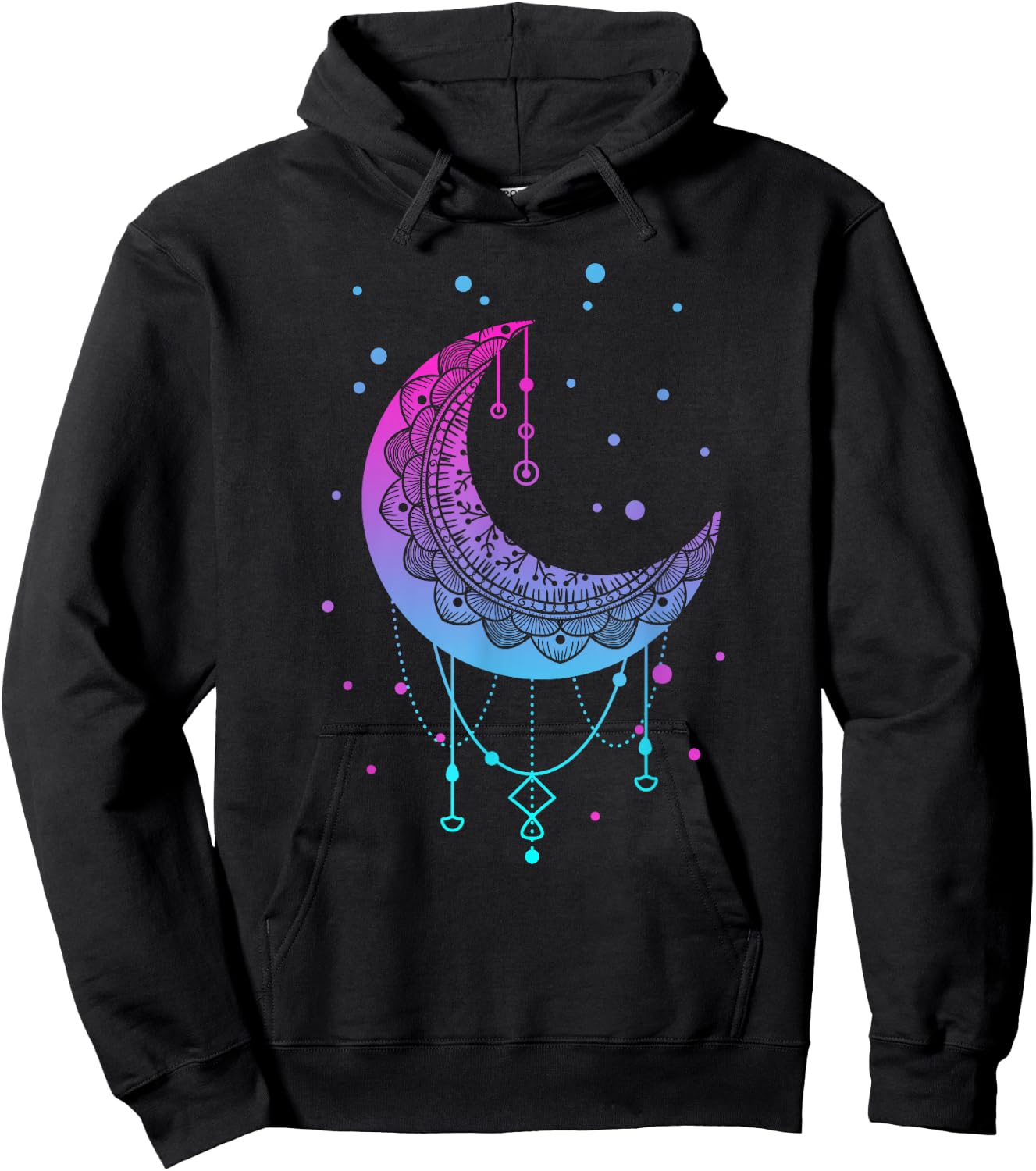 Kawaii Colorful Pastel Goth Moon Hoodie - Hoodie | Black