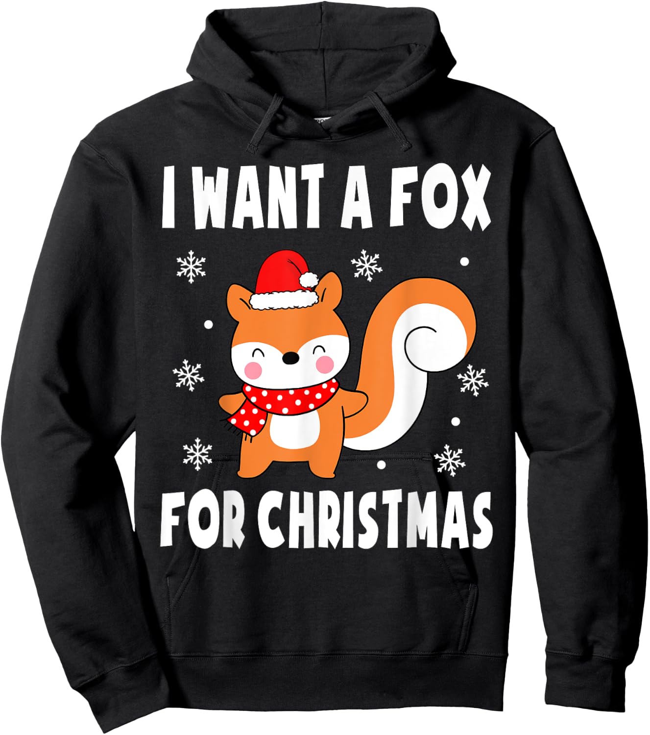 I Want A Fox For Christmas Fox Pajamas Girls Fox Christmas Hoodie - Hoodie | Black