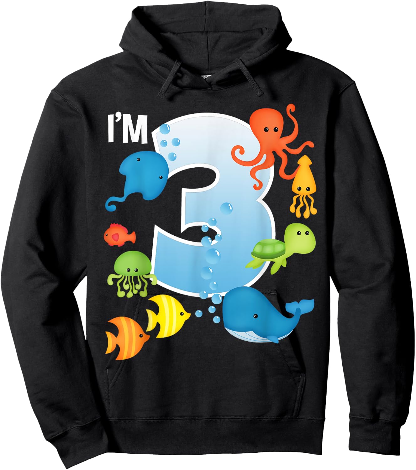 Ocean See Underwater 3 Year Old Under The Sea Birthday Party Hoodie - Hoodie | Black