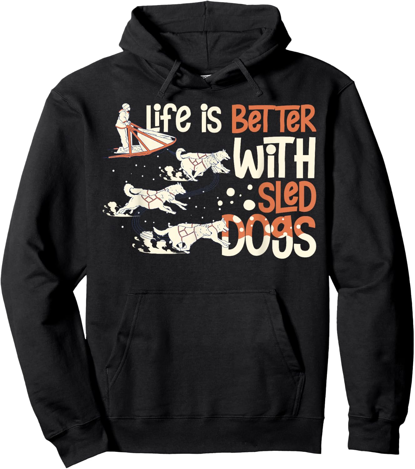 Sled Dog Racing Mushing Dogs Siberian Husky Alaska Women Girls Kids Hoodie - Hoodie | Black