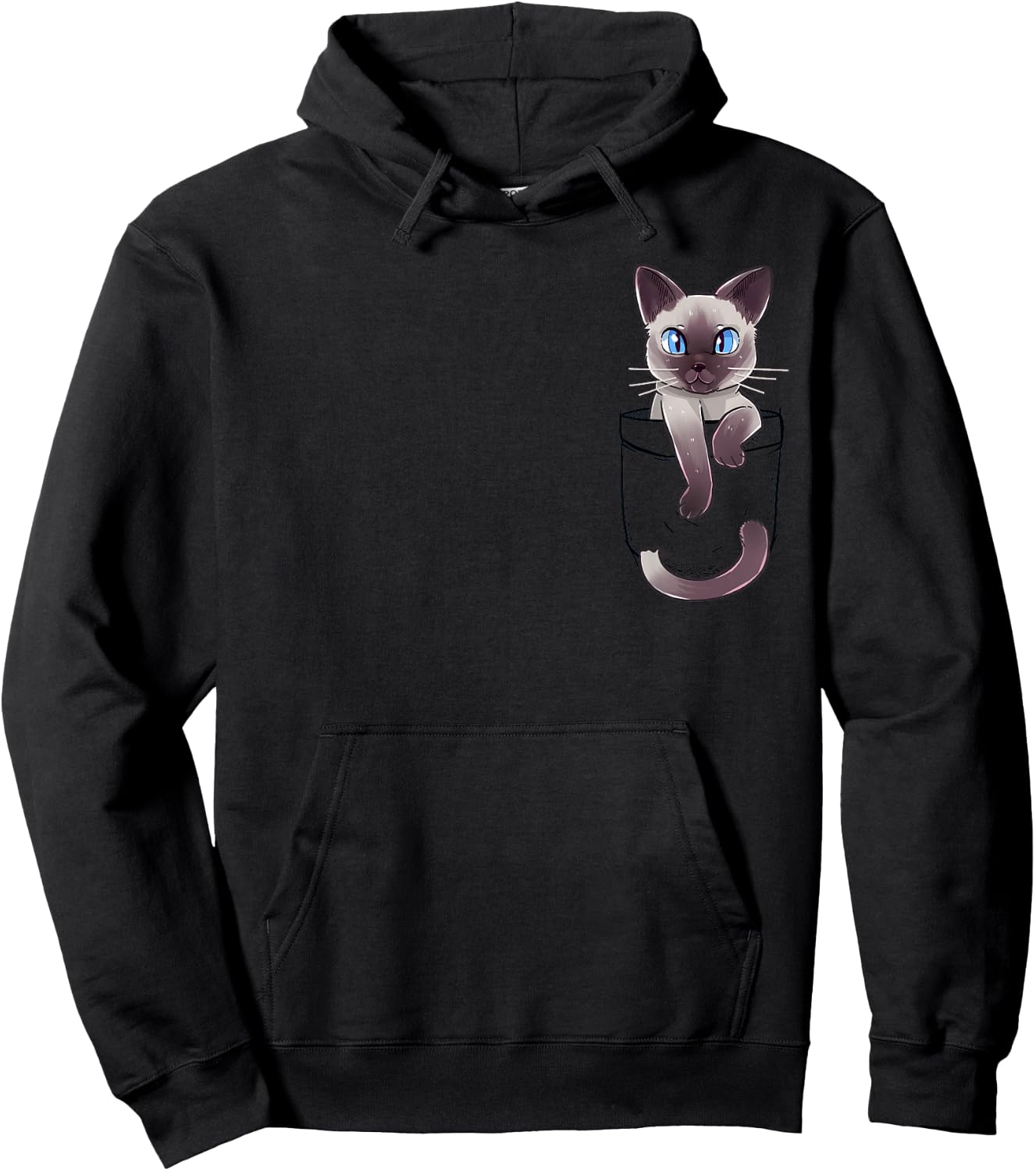 Pocket Cute Siamese Cat Kitten Hoodie - Hoodie | Black