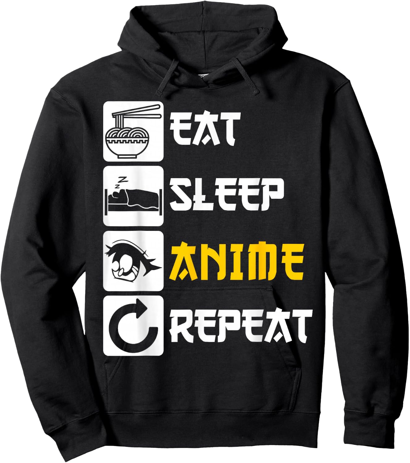 Eat Sleep Anime Repeat | Manga Japan Saying Cosplay K-Pop Hoodie - Hoodie | Black