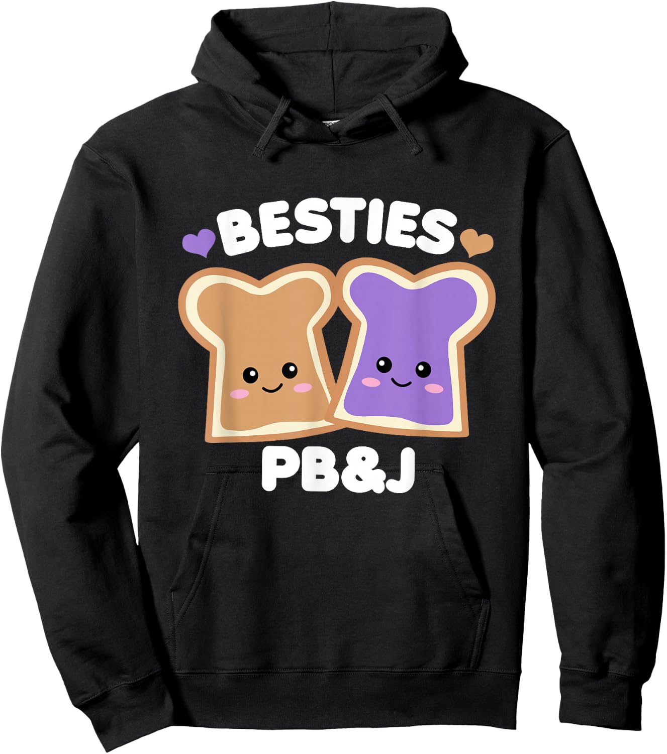 Peanut Butter Girls Besties Cute PB&J BFF White Text Kawaii Hoodie - Hoodie | Black