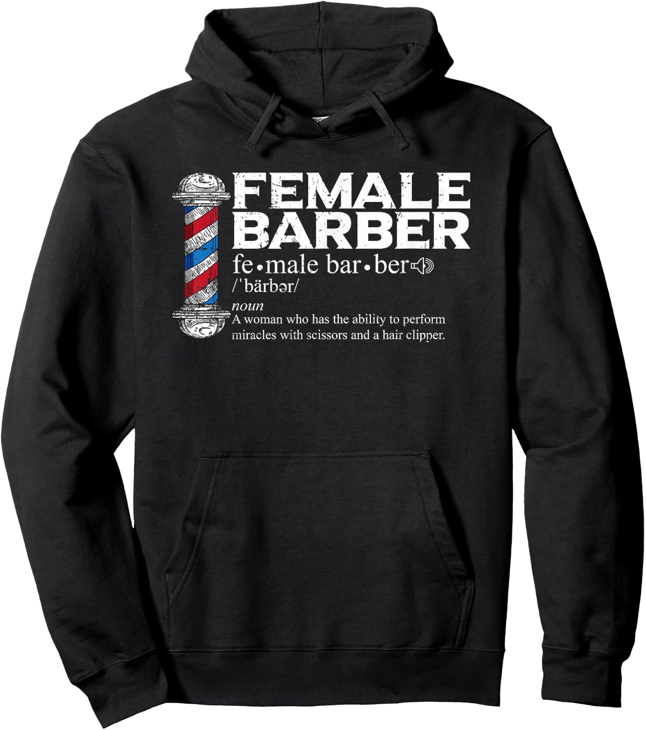 Funny Female Barber Gift Hairstylist Hairdresser Barber Hoodie - Hoodie | Black
