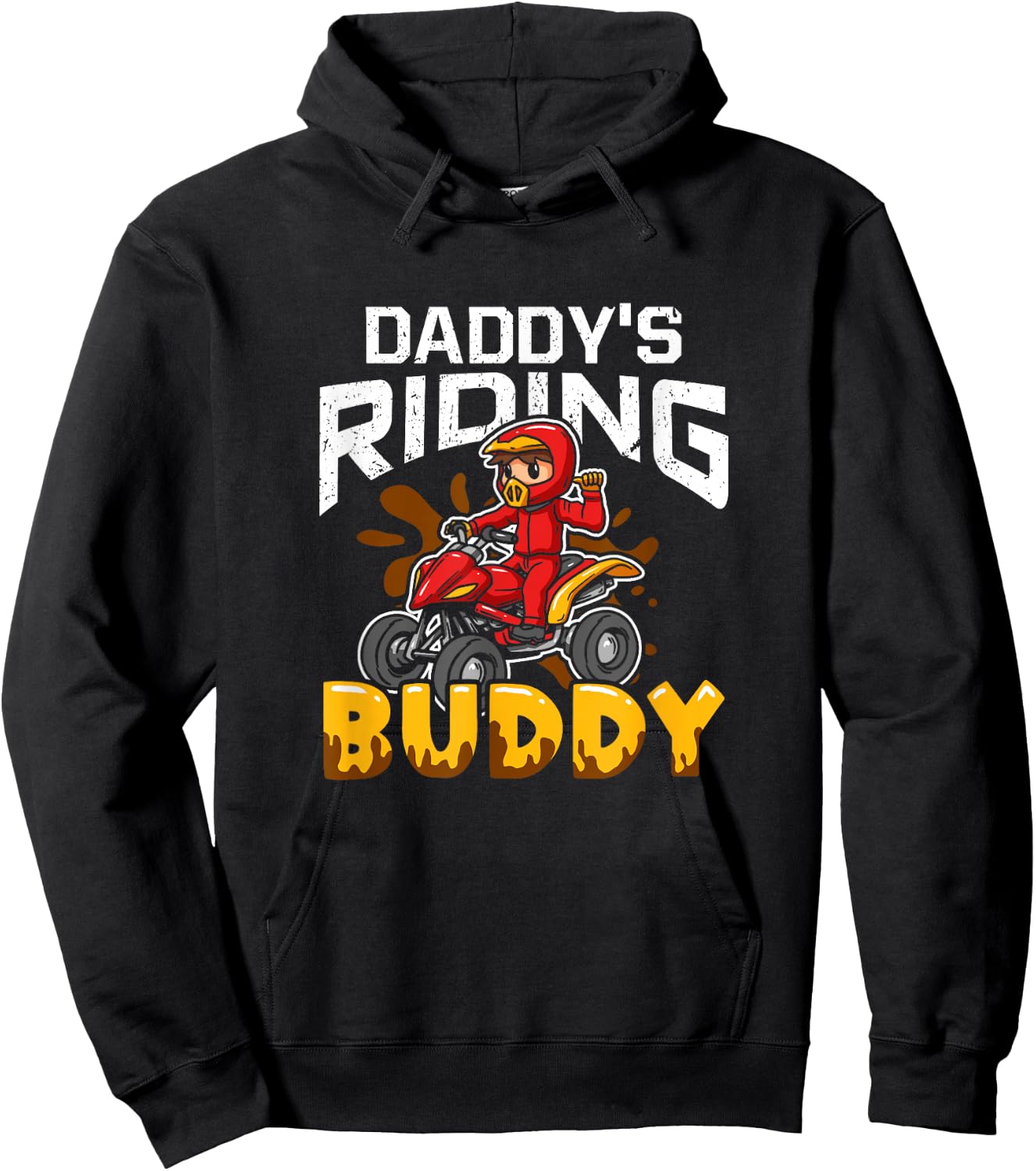 Daddy's Riding Buddy Funny ATV 4-Wheeler Quad Biker Kid Hoodie - Hoodie | Black