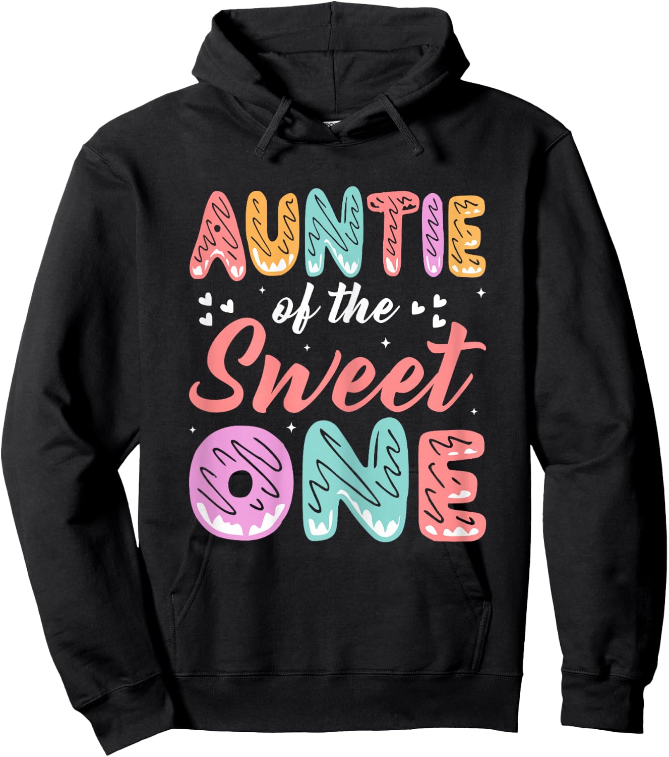 Auntie of The Sweet One - Donut Lover Aunt Gifts Hoodie - Hoodie | Black