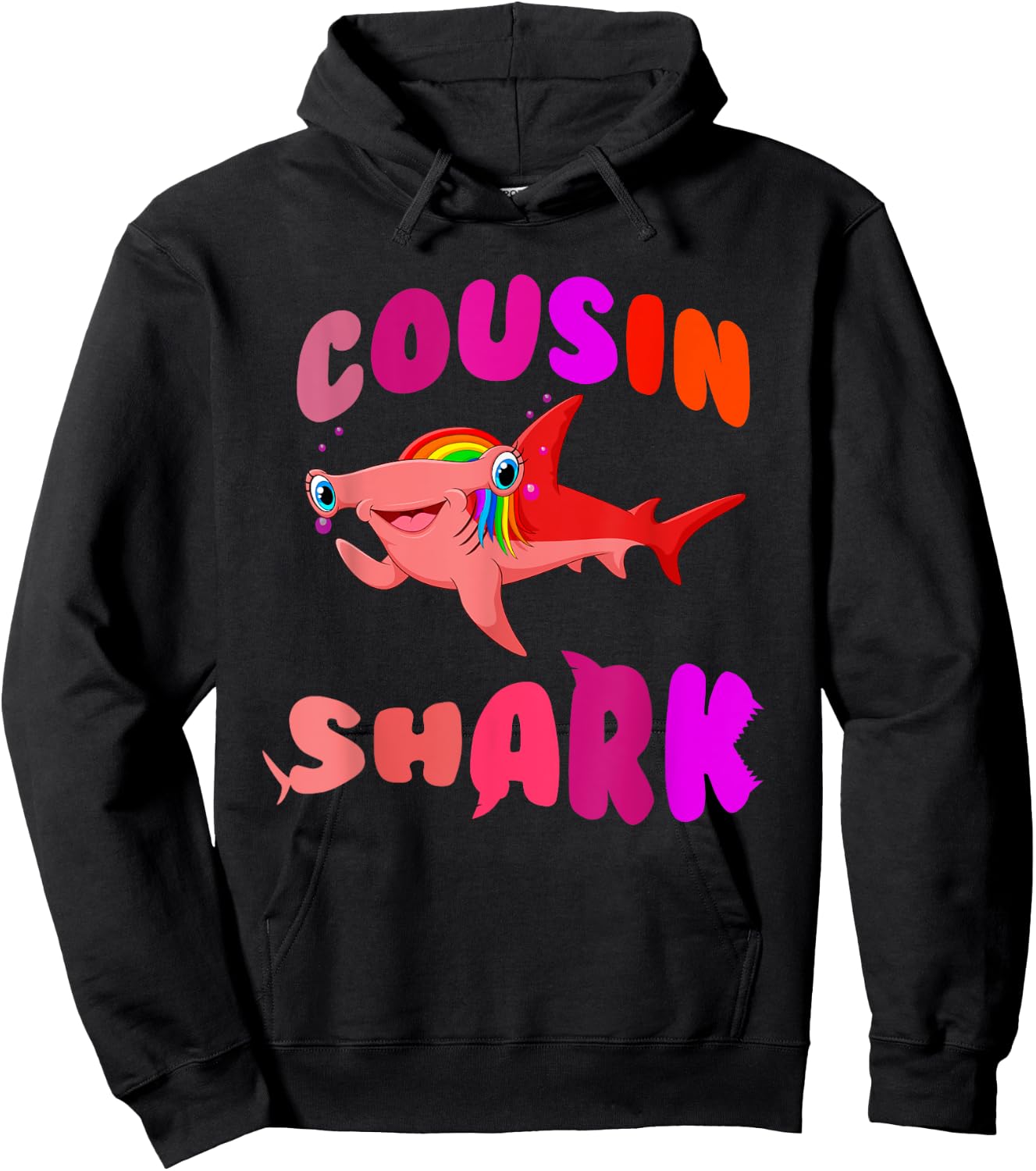 Cousin Shark hammerhead birthday family shark matching Hoodie - Hoodie | Black
