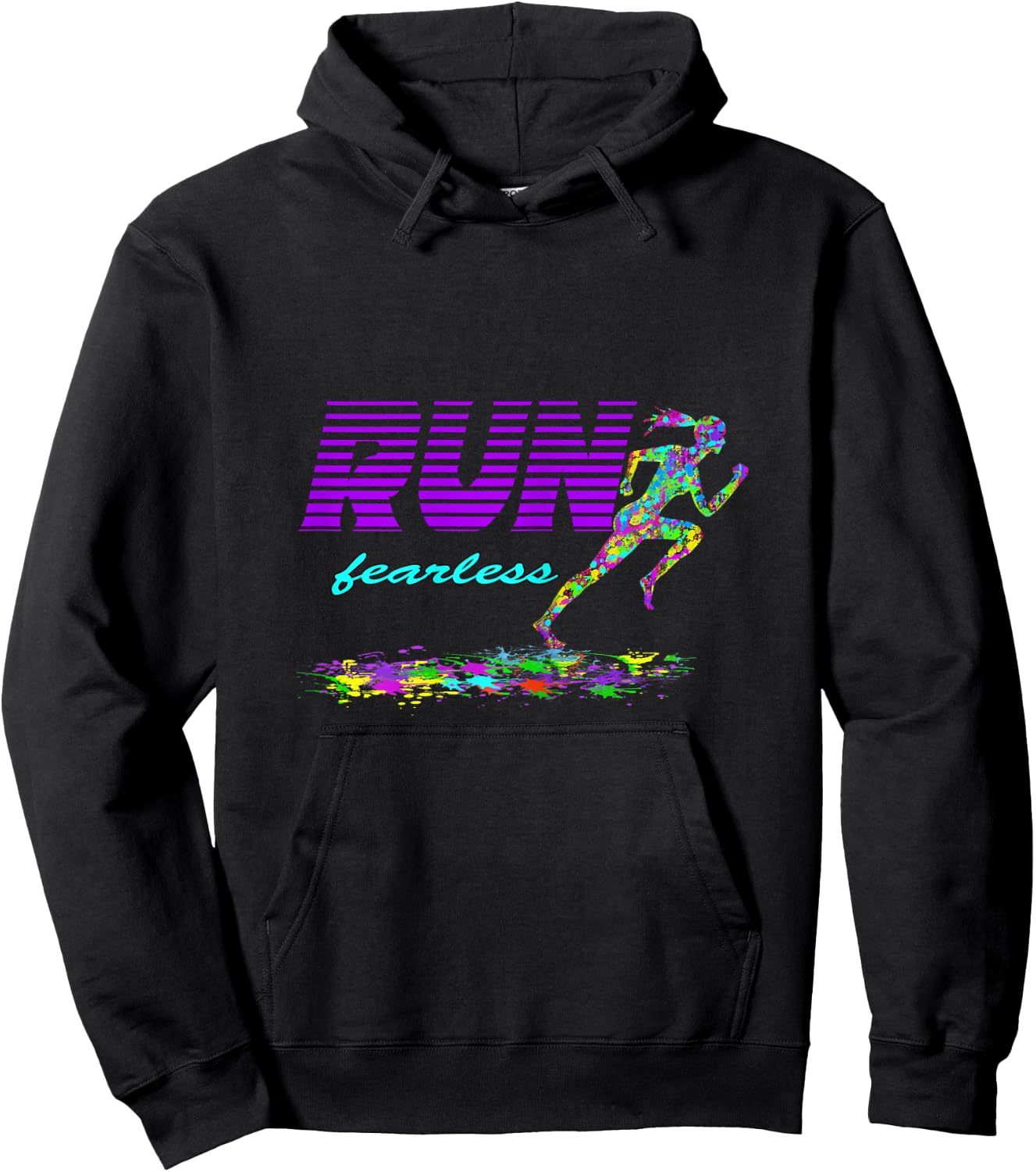 Run Fearless Colorful Splash Running Fit women girl Hoodie - Hoodie | Black
