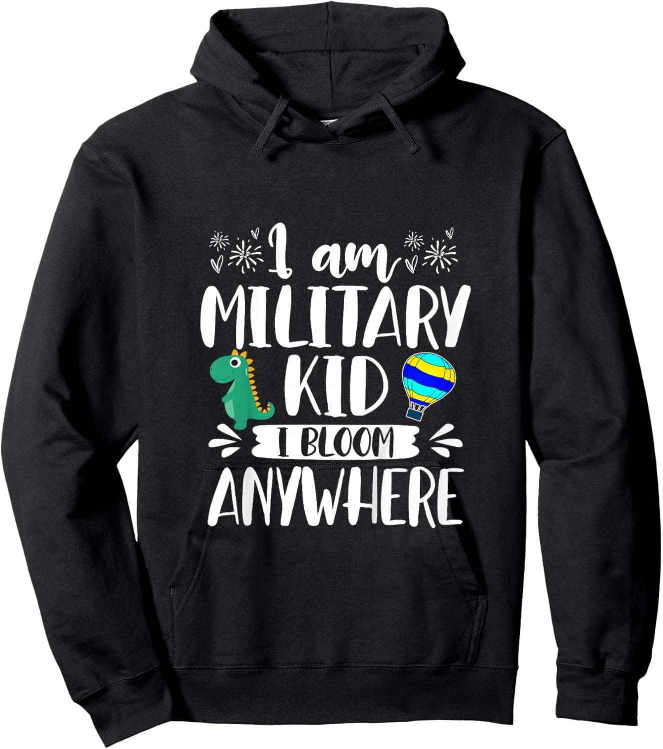 Kids I’m Military Kid I Bloom Anywhere Purple Up Military Baby Hoodie - Hoodie | Black