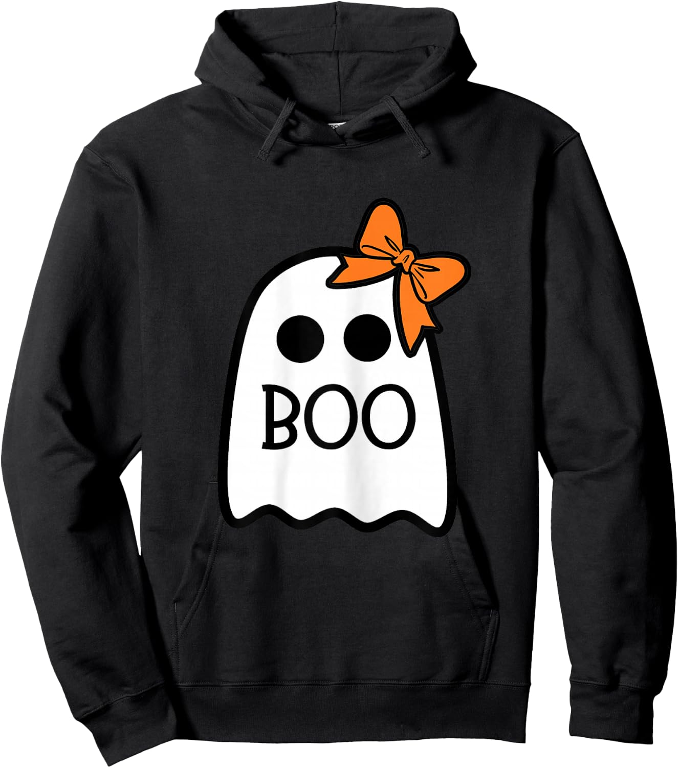 Girls Halloween Ghost with Bow Boo Costume Hoodie - Hoodie | Black