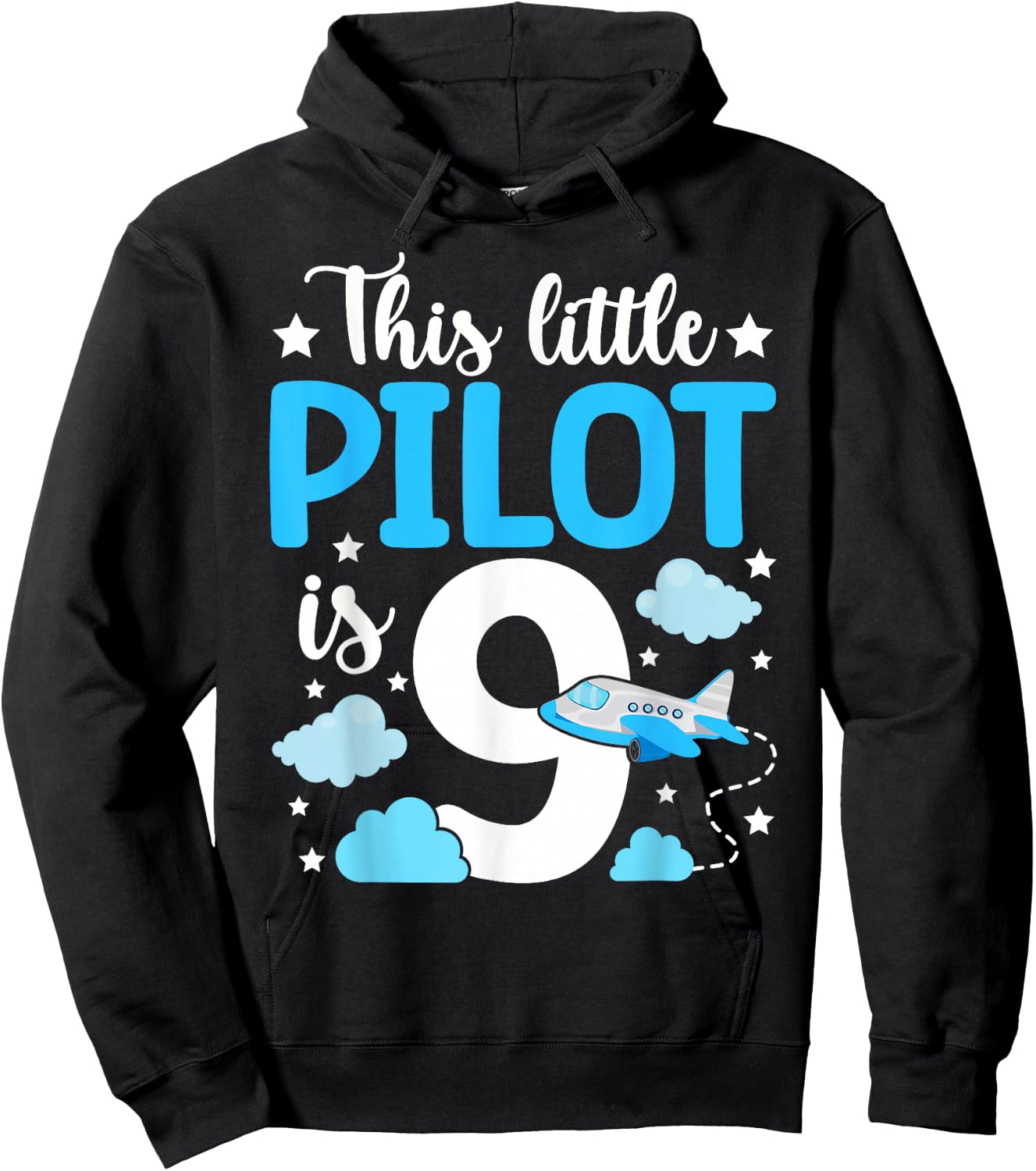 This little Pilot is 9 Airplane 9th Birthday Hoodie - Hoodie | Black