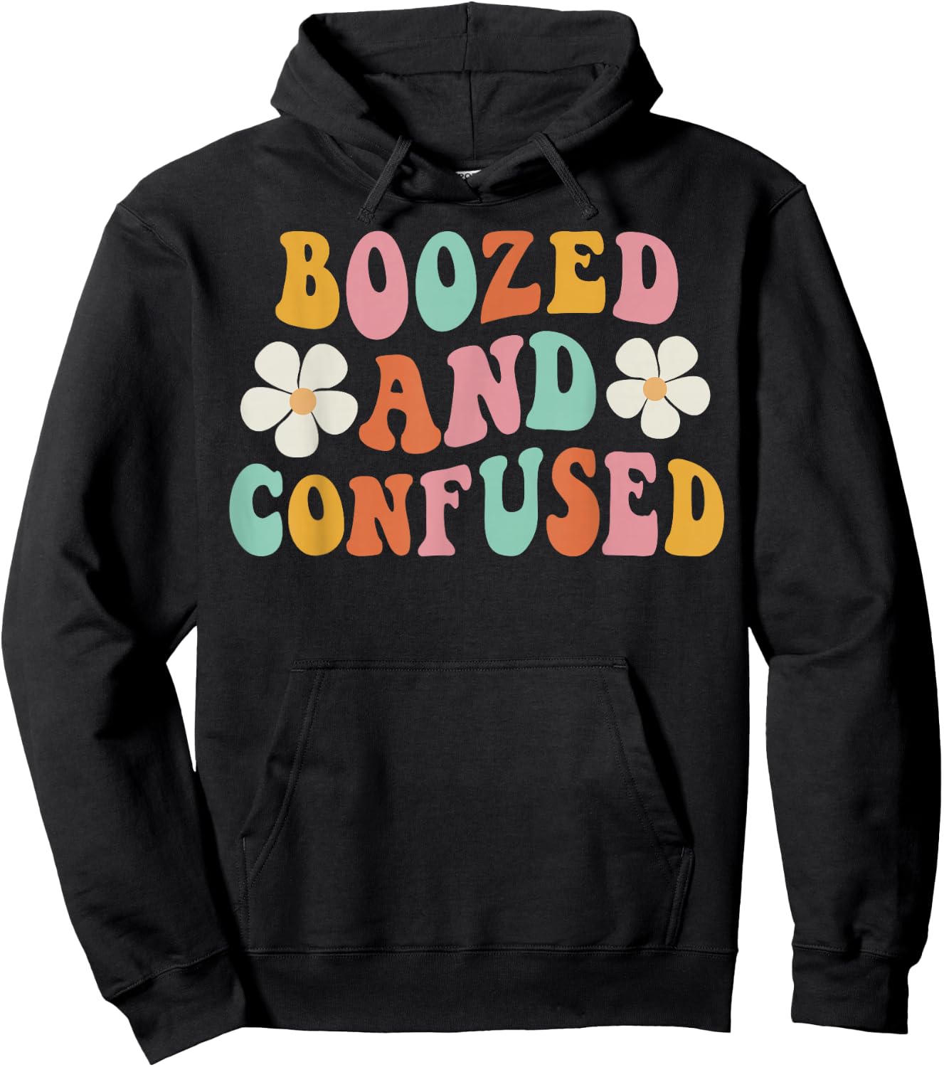 Boozed And Confused Flowers Groovy Bachelorette Party Hoodie - Hoodie | Black