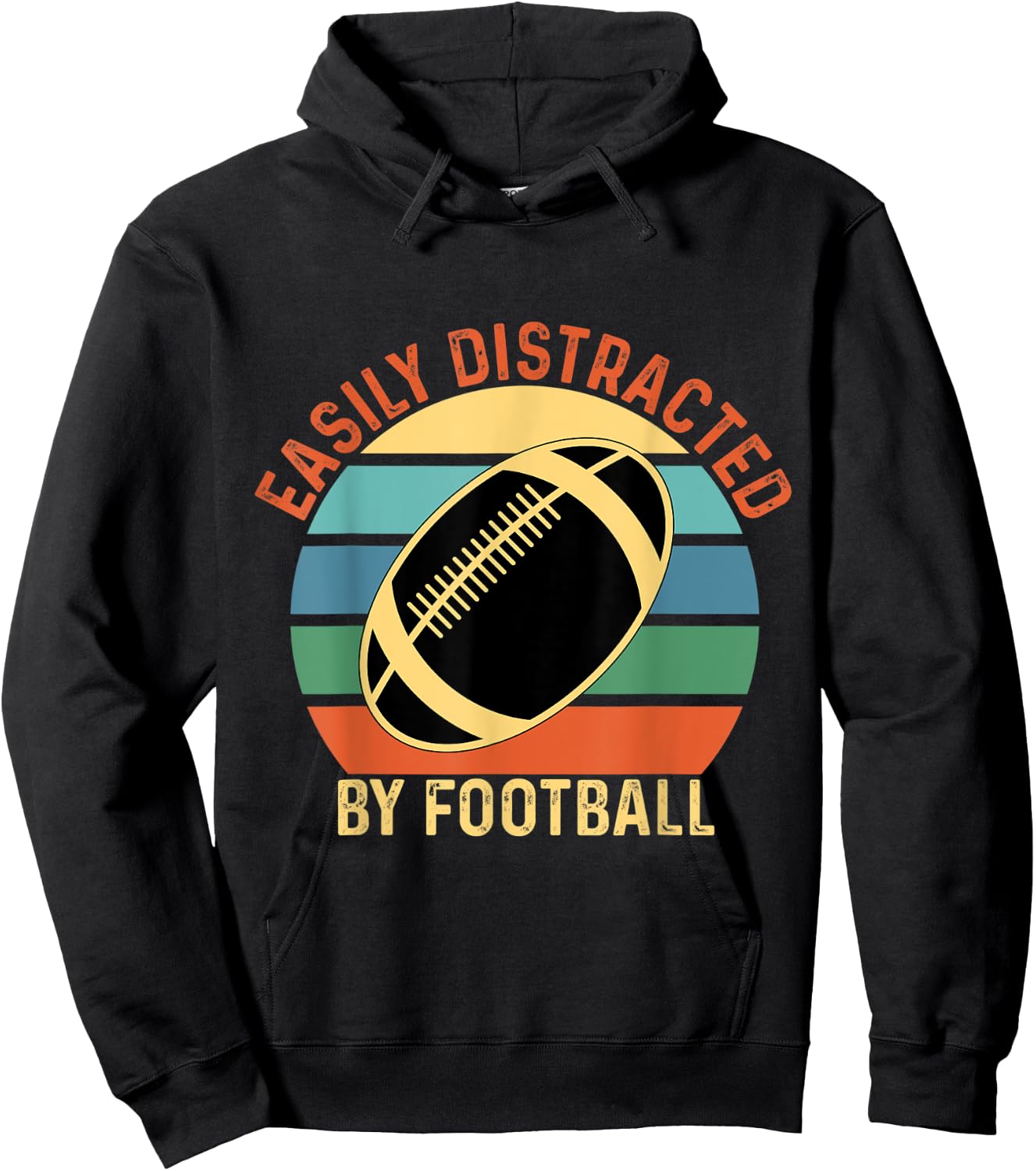 Vintage Easily Distracted By Football Hoodie - Hoodie | Black