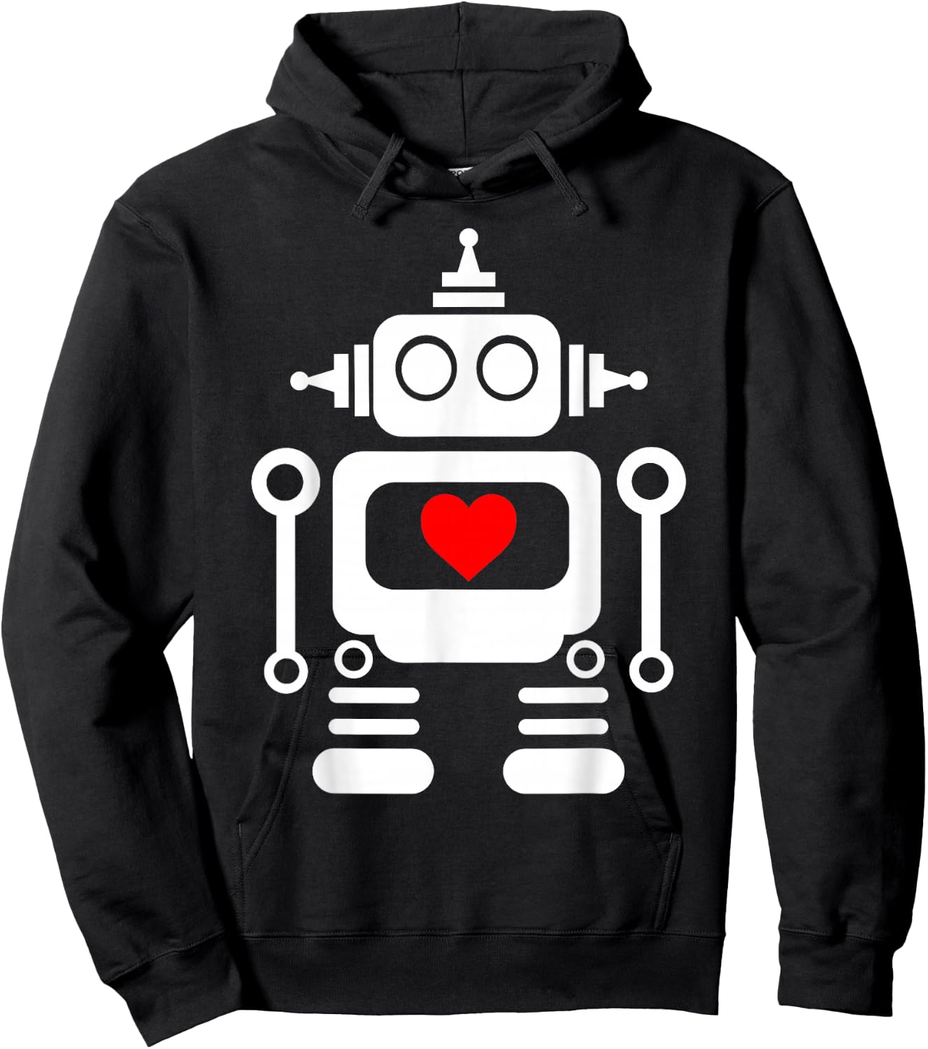 Cute Robot with Red Heart for kids and Adults Hoodie - Hoodie | Black