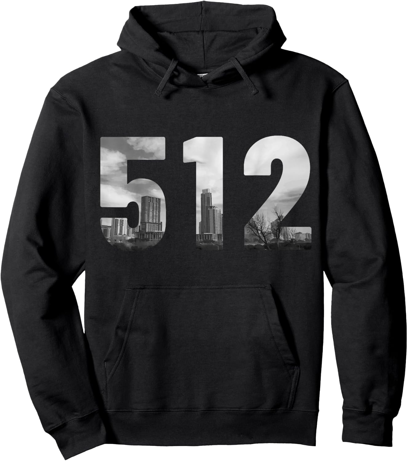 Austin 512 Area Code Skyline Texas Pride Vintage Hoodie - Hoodie | Black