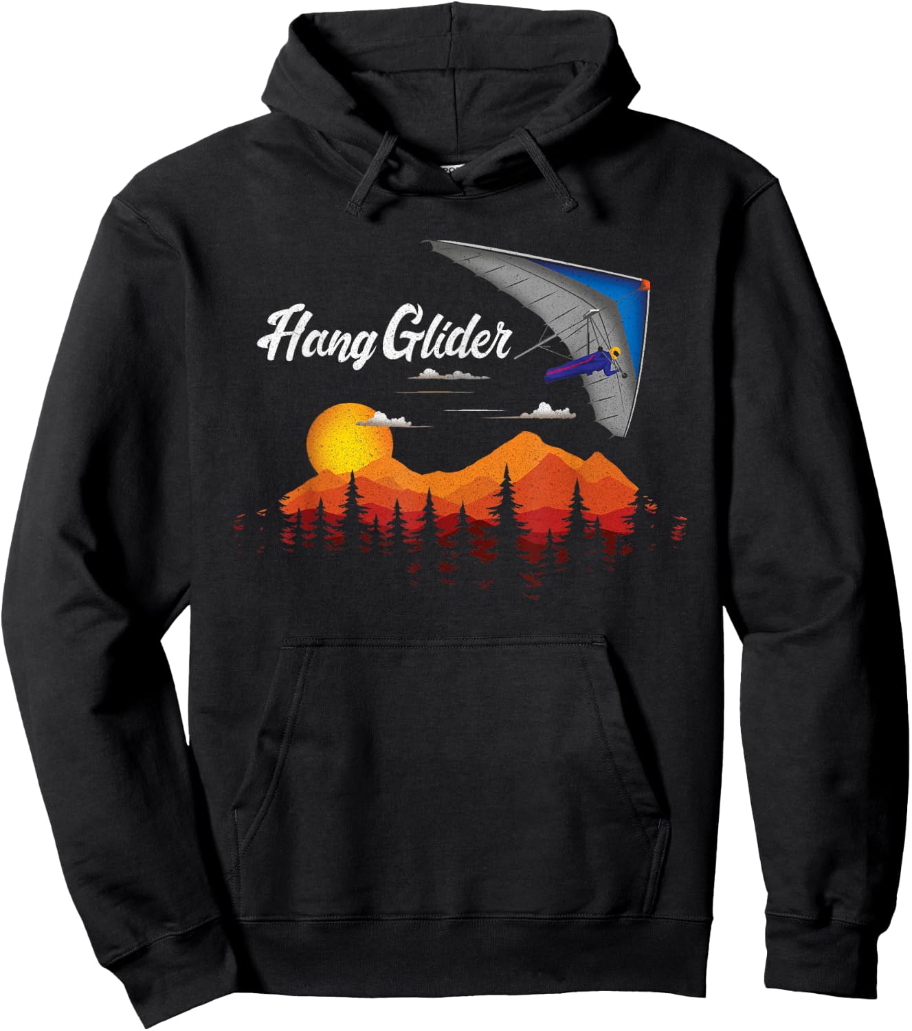 Distressed Hang Glider Flying Hang Glider Gift Shirt Hoodie - Hoodie | Black