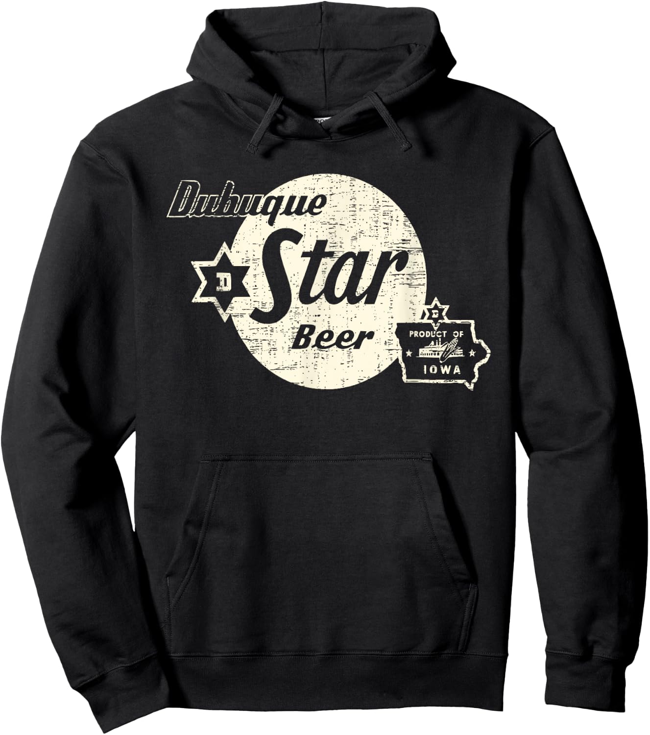 Vintage Advertising Art Dubuque Iowa Restaurant Bar , Men's -Adults Black 3X-Large Short Sleeve Classic Fit Cotton Hoodie - Hoodie | Black