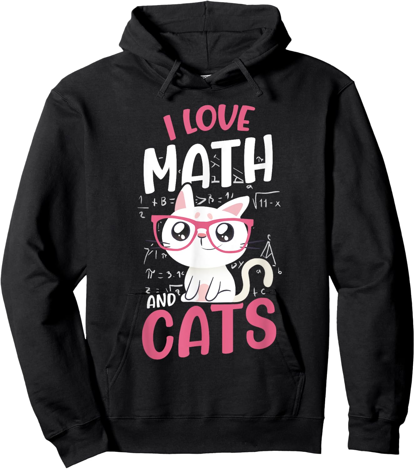 I Love Math And Cats Cute Graphic Cat Mathematics Lovers Hoodie - Hoodie | Black
