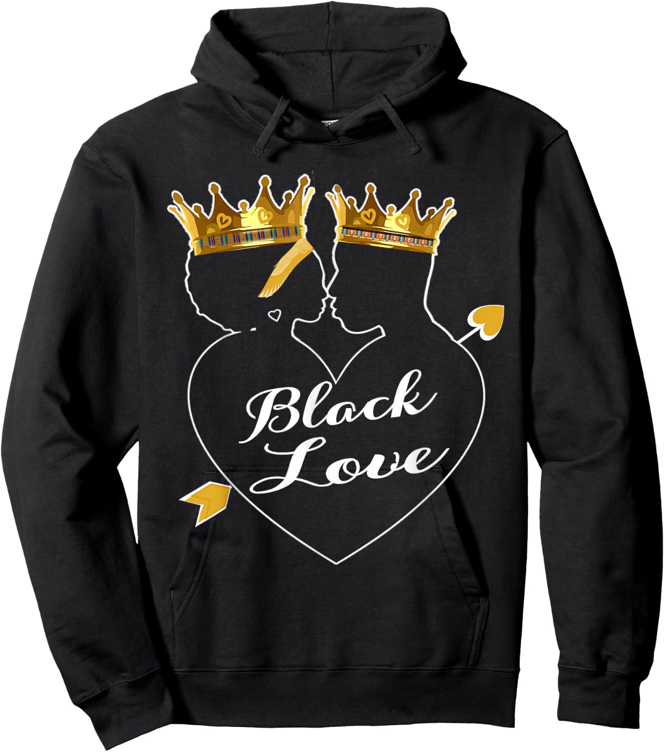 African American Valentines Day Black Love King Queen Couple Hoodie - Hoodie | Black