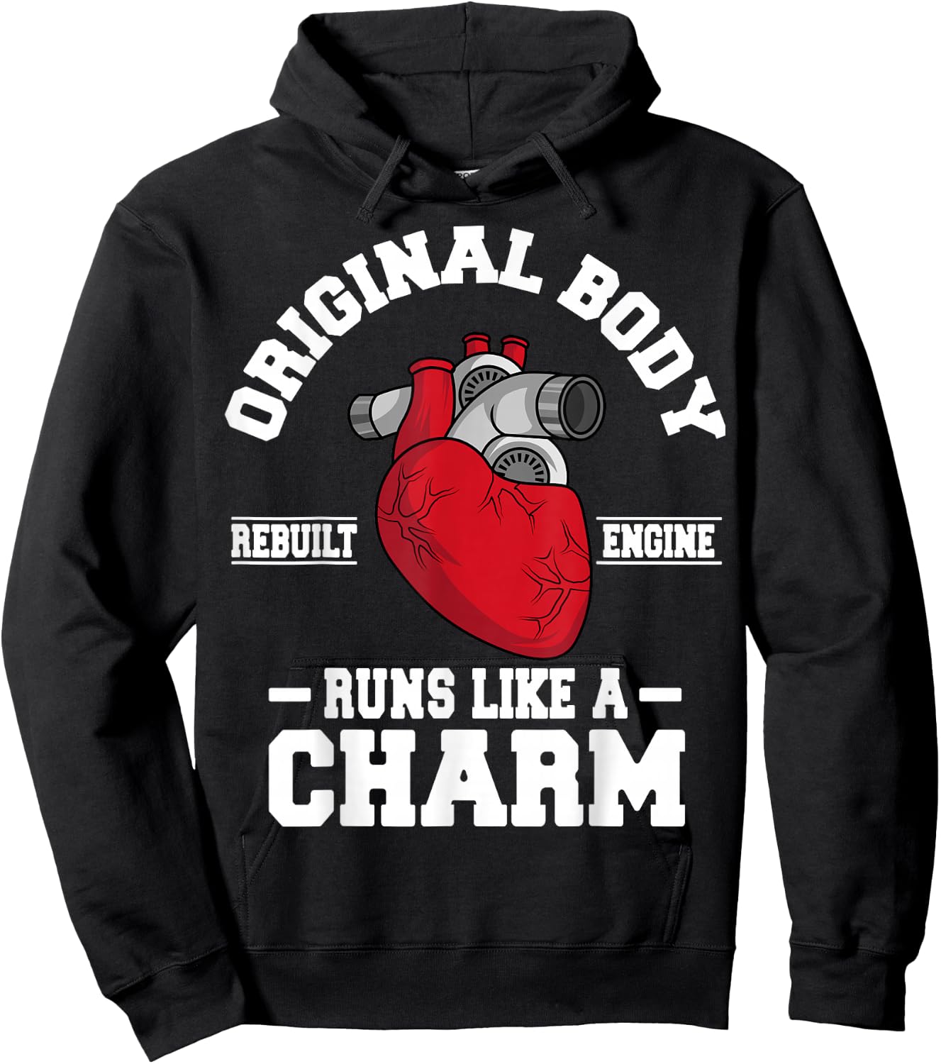 Original Body Rebuilt Engine Works Like A Charm Open Heart Small Hoodie - Hoodie | Black