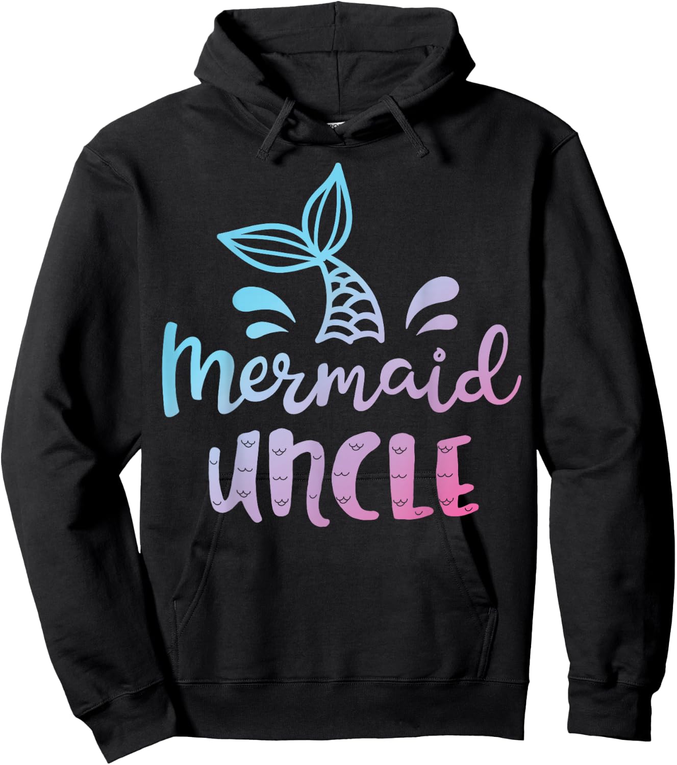 Mermaid Uncle Funny Merman Family Matching Birthday Gifts Hoodie - Hoodie | Black