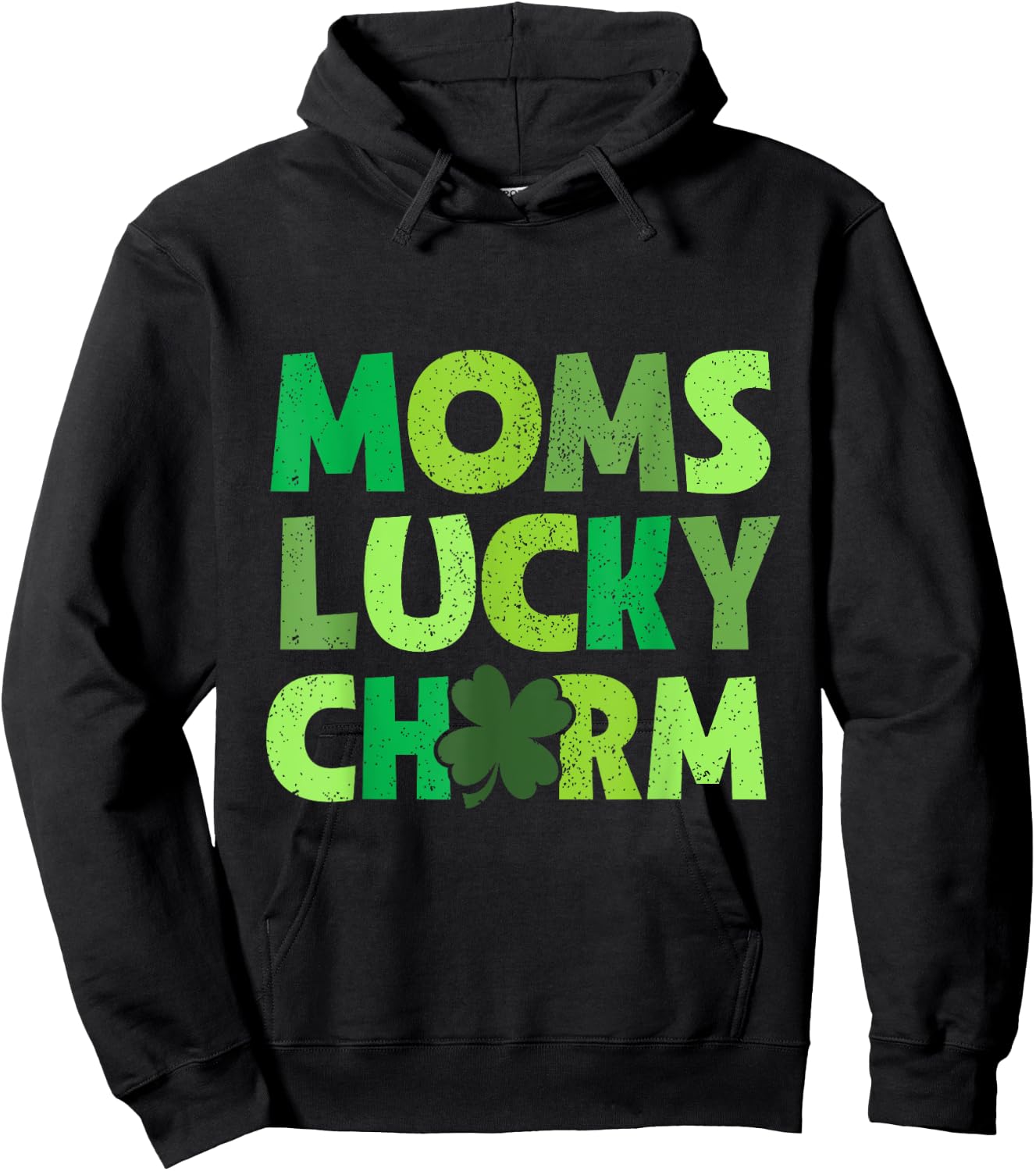 Moms Lucky Charm Irish Clovers Kids Boy Girl St Patricks Hoodie - Hoodie | Black