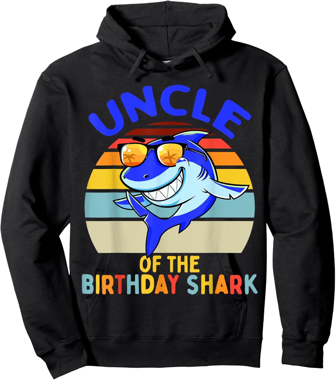 Uncle of the Shark Birthday Matching Family Hoodie - Hoodie | Black