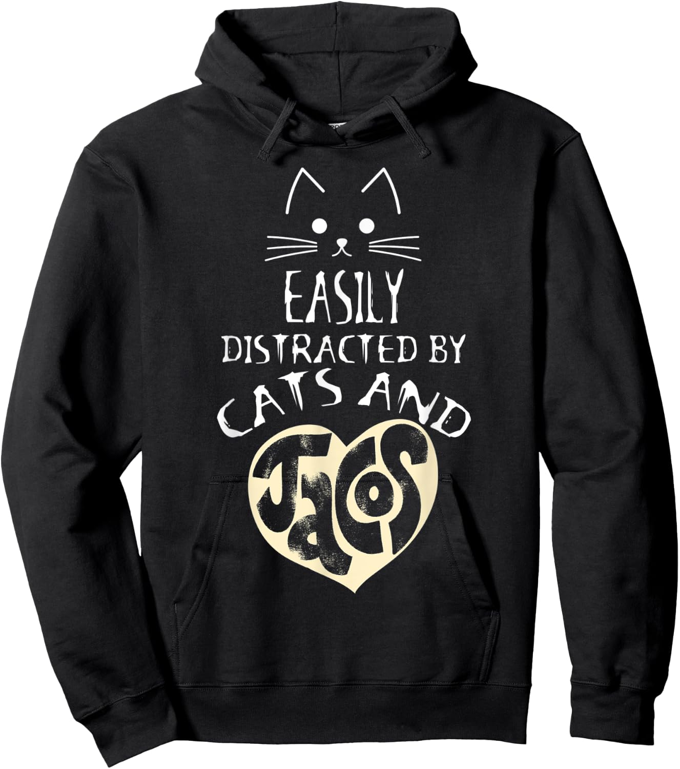 Easily Distracted By Cats And Tacos Kawaii Cat Lovers Women Hoodie - Hoodie | Black