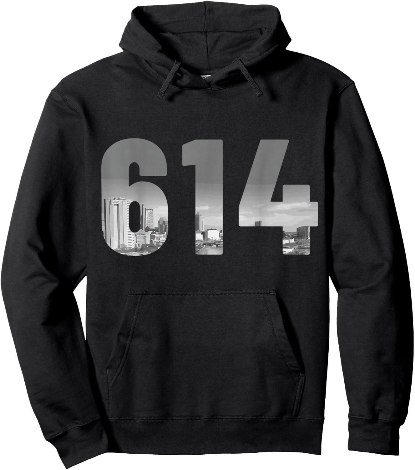 Columbus 614 Area Code Skyline Ohio Vintage Hoodie - Hoodie | Black