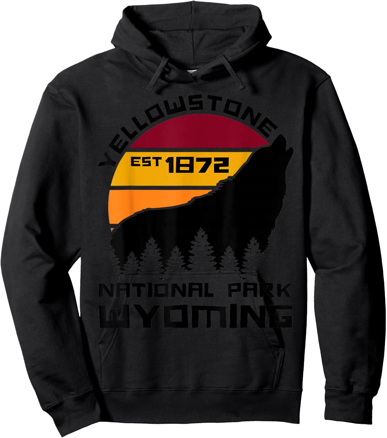 Yellowstone National Park Wyoming Wolf Nature Outdoors Hoodie - Hoodie | Black