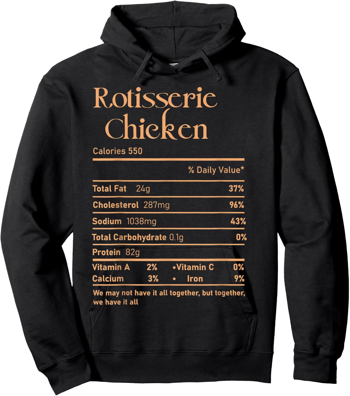 Trendy Rotisserie Chicken Nutrition Facts Thanksgiving Food Hoodie - Hoodie | Black