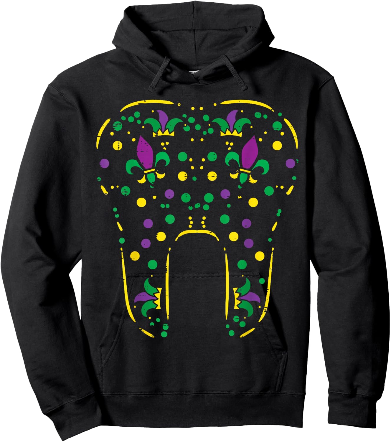 Mardi Gras Shirts Women Men Boys Girls Kids Gifts Mardi Gras Dentist Tooth Black -Adults & Kids Classic Fit Short Sleeve Cotton Blend Hoodie - Hoodie | Black