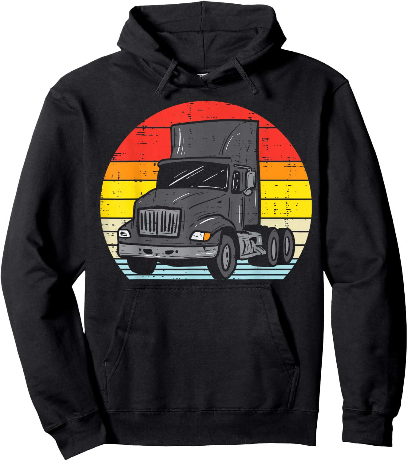 Truck Retro Truckin Big Rig Semi Trailer Driver Trucker Gift Hoodie - Hoodie | Black