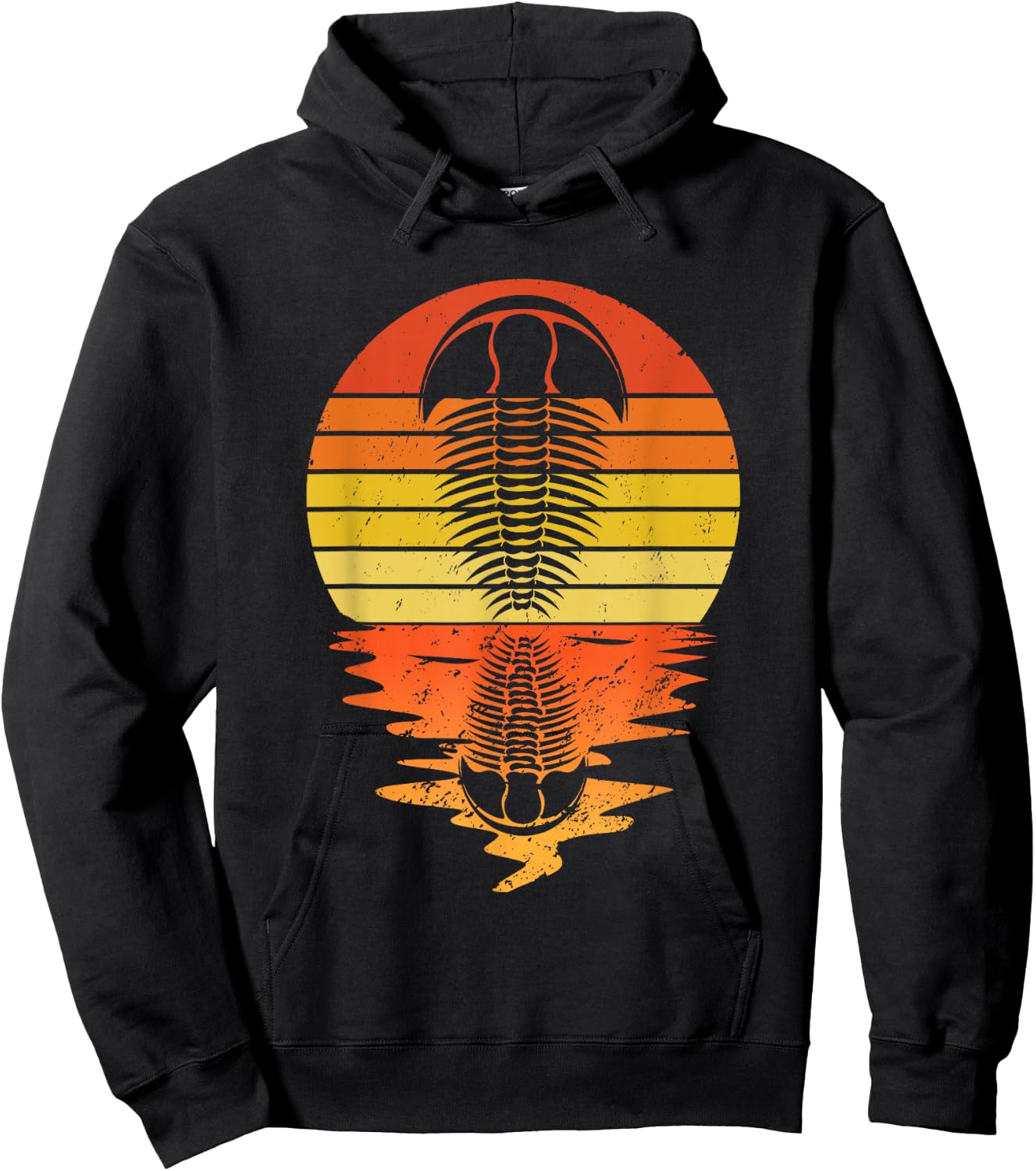 Vintage Retro Sunset Trilobite Funny Paleontologist Hoodie - Hoodie | Black