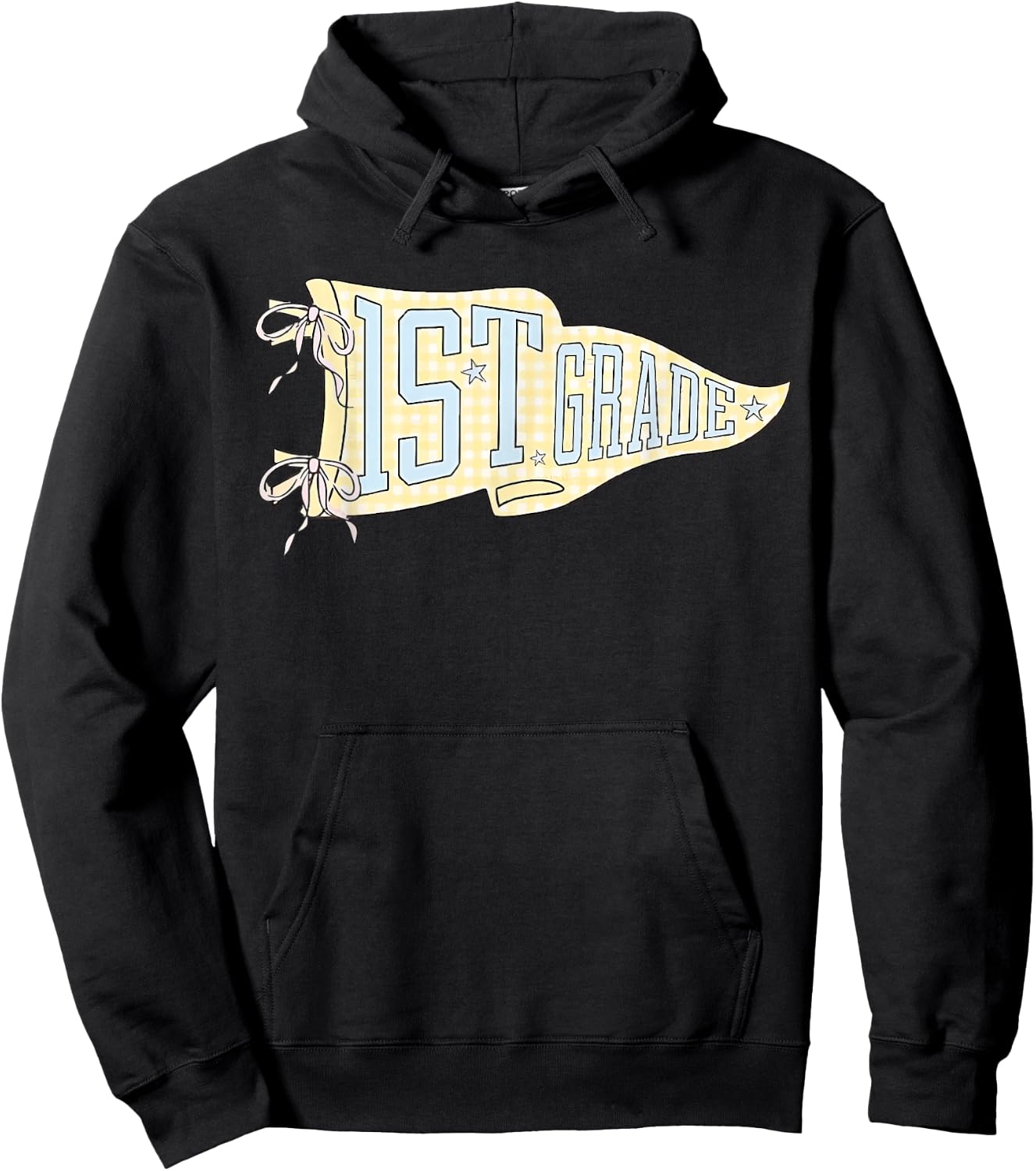 First Grade Back to School Pennant Flag 1st Grade Teacher Hoodie - Hoodie | Black