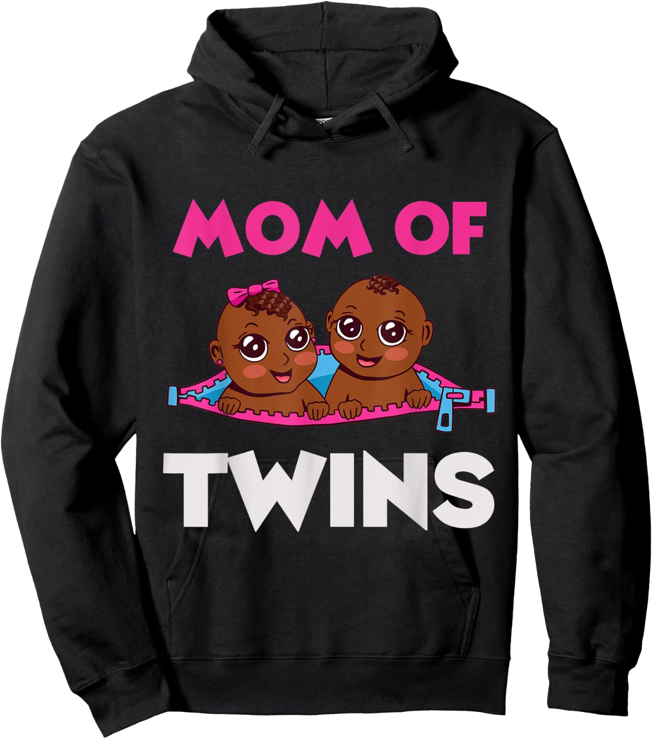 Twins Funny Mom Baby Pregnancy Matching Announcement Hoodie - Hoodie | Black