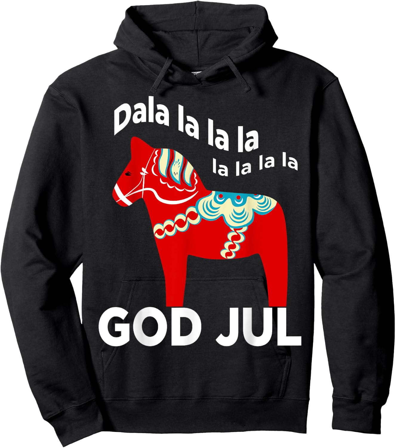 Funny Swedish Christmas God Jul Dala Horse Dalahost Hoodie - Hoodie | Black