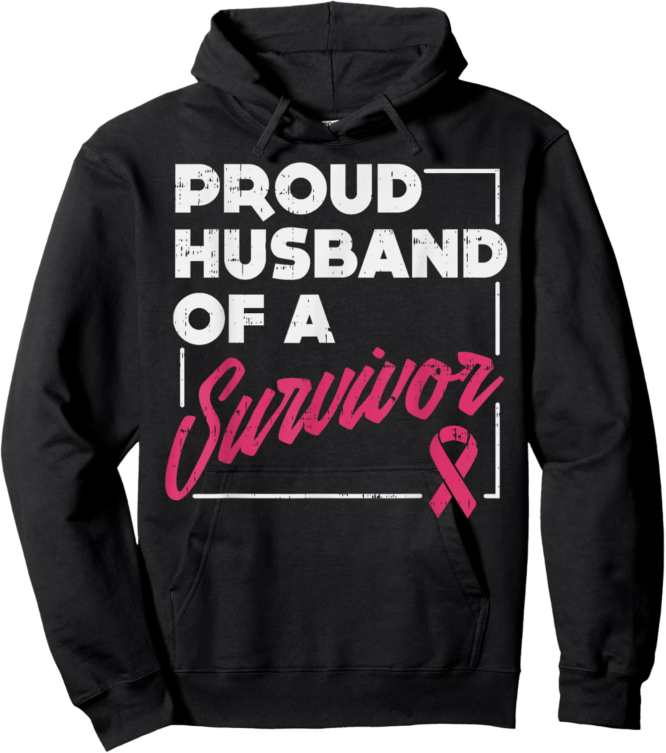 Proud Husband Of Survivor Breast Cancer Awareness Men Gift Hoodie - Hoodie | Black
