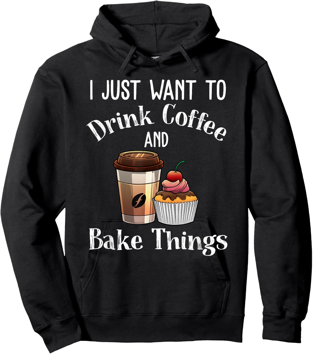 Funny Baking Gift Women Baker Drinking Coffee Lover Hoodie - Hoodie | Black
