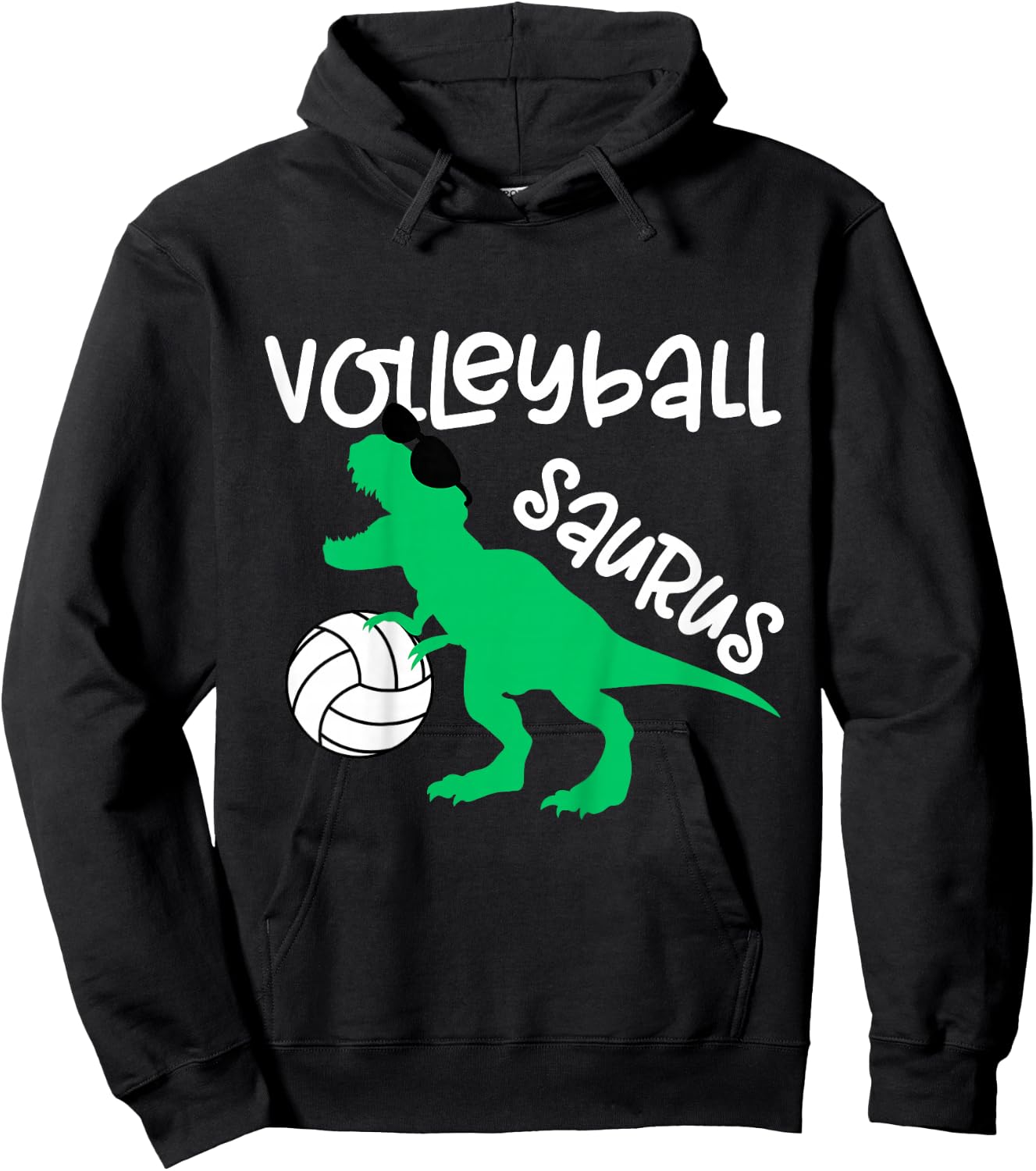 Kids Toddler Dinosaur Volleyball Saurus Boys Girls Dino Lover Hoodie - Hoodie | Black
