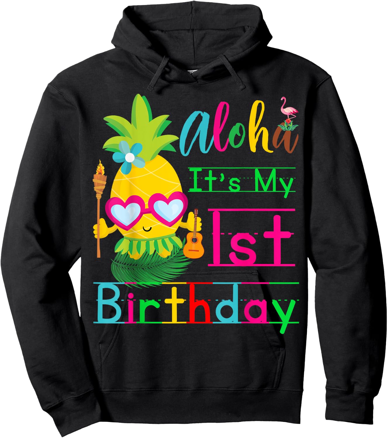 Aloha It's My First Birthday Hawaii One 1st Year Baby Girls Hoodie - Hoodie | Black